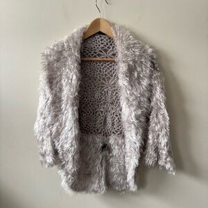 Dressbarn Crochet Fuzzy Cardigan